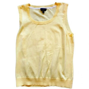 Talbots Yellow Sleeveless Scoop Neck Pima Cotton Sweater Tank | Size Mp
